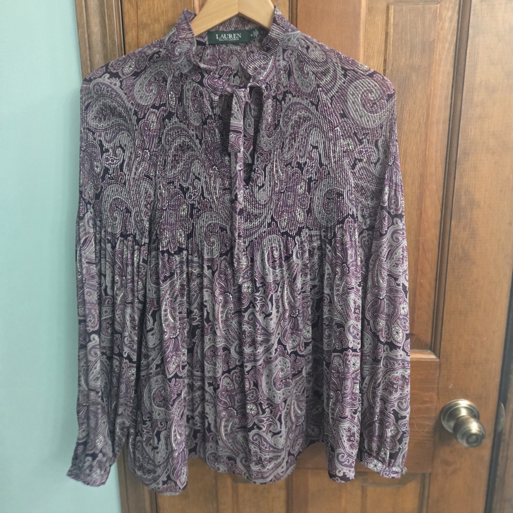 Lauren Ralph Lauren Purple Paisley Blouse